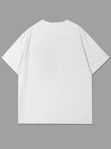 Manfinity Homme Men's Minimalist Printed Round Neck Short Sleeve T-Shirt - White - View 3