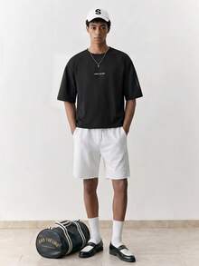Manfinity Unisex Men's Casual Commute Funny Printed & Embroidered T-Shirt - Black - View 3