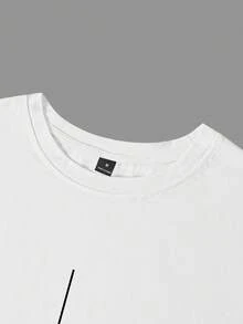 Manfinity Homme Men's Slogan Print Round Neck Short Sleeve Casual Versatile T-Shirt - White - View 3