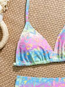 SHEIN Bộ bikini in hình sao biển cho bé gái tuổi teen, chất liệu vải dệt kim, gồm 2 mảnh, kiểu dáng thời trang, thanh lịch, phù hợp cho bơi lội, nghỉ mát và mùa hè. - Nhiều màu - Xem 3