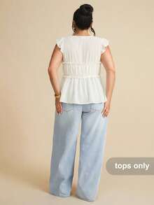 SHEIN BAE 1pc Women's Linen Sleeveless Casual Shirt With Button Decor, Suitable For Brunch, Outgoing, Date, Commute, Cruise Outfits - White - View 5