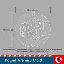 Eid Mubarak Cake Stencil – Round Acrylic Tiramisu Decoration Mold With 2 Diamond Handles For Sugar Powder Design - Multicolor - View 8