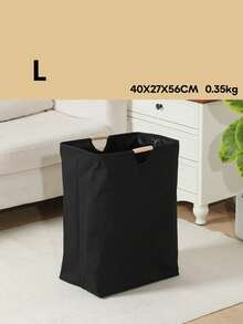 1pc Linen Dirty Clothes Basket, Foldable Handheld Fabric Laundry Hamper For Bedroom/Bathroom, Simple Design Collapsible Storage Basket, Large Capacity For Toys, Linens - Black - View 17