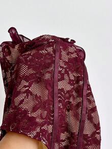 Soleia Body con volantes sin tirantes para mujer, adecuado para vacaciones, fiestas, té de la tarde, festivales de música, playa, atuendo de verano, estilo bohemio, ganchillo, lino - Burdeos - Ver 7