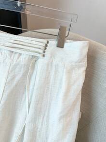 GlowEve CURVE Pantalones anchos de pierna ancha de unicolor para mujer, con cintura elástica, adecuados para verano y otoño - Blanco - Ver 3