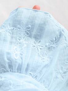 SHEIN Sweetro 女士夏季刺绣褶皱抹胸娃娃衫Y2K风格套装 - 藍色 - 查看 6