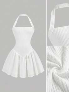 Girlism Đầm chữ A ôm sát, dây mảnh, màu trắng trơn, chất liệu dệt kim, kiểu dáng thanh lịch, dành cho bé gái tuổi teen, thích hợp cho ngày Valentine, tiệc tùng, đi chơi, hoặc mặc đi học. - trắng - Xem 4