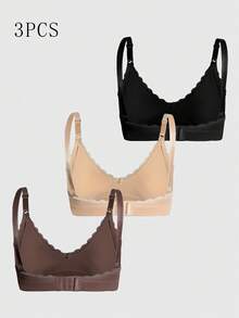 Moonlight&Mama 2 026 Ensemble de 3 soutiens-gorge de maternité et d'allaitement minimalistes, de haute qualité et sans couture, de couleur unie, à la mode et confortables pour femmes, produit phare de cette année - Multicolore - Voir 4