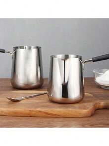 This Long-Handled Coffee Milk Frother Is Made Of  Stainless Steel, Features Double-Sided Markings, A Large Capacity, And A Heat-Resistant Design. It Can Also Be Used To Melt Wax. It's A Professional Coffee Tool And An Essential Item For The Start Of The School Year. - Silver - View 10