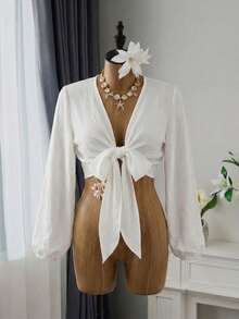 Swim Vcay Plus Size Women's Summer Beach Kimono Swimsuit Cover Up - White - View 8