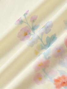 SHEIN MOD 女士花卉印花优雅收腰中长吊带连衣裙，适合派对穿着 - 淡黃色 - 查看 7