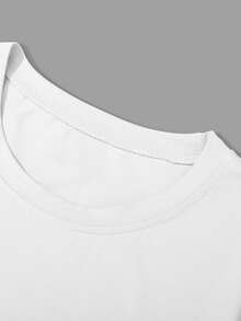 Manfinity Homme Men's Minimalist Printed Round Neck Short Sleeve T-Shirt - White - View 4