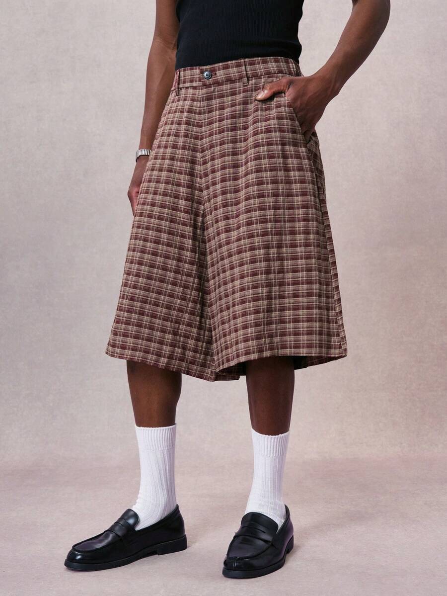 STYNVO Quần đùi lửng 3/4 kẻ caro dáng rộng dành cho nam - Nhiều màu - Xem 1