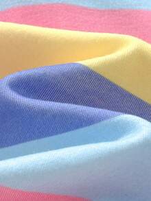 Cozy Pixies Bộ đồ mặc nhà thường ngày cho bé gái, kiểu dáng ngọt ngào dễ thương, kẻ sọc cầu vồng, cổ áo mở, không tay, dáng chữ A, phối bèo nhún. - Nhiều màu - Xem 4