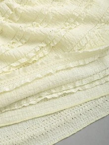 Sweetra Rok Model Puff Pinggang Tinggi Bertekstur Warna Polos Kasual Baru dengan Tali Pengikat, Cocok untuk Pemakaian Sehari-hari di Musim Semi/Panas - Kuning - View 5