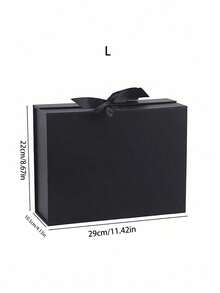 1 pieza Caja de regalo plegable de una sola pieza de cartón duro con lazo, elegante y resistente, decorativa para cumpleaños, vacaciones, cosméticos, fiestas, regalos, envoltura y almacenamiento en el hogar - Negro - Ver 9