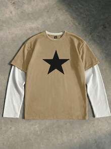 SWAVVY Kaos Lengan Panjang Pria Bermotif - Khaki - View 6
