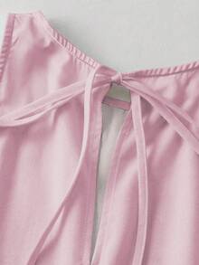 SHEIN Clasi Mono casual de mujer con cuello redondo, parches y pliegues para uso diario - Multicolor - Ver 3