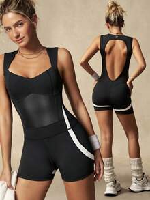 VARSITIE Rygglös Ärmlös Sparkdräkt - Svart och Vitt - Visa 12