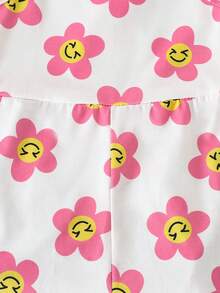 SHEIN 3件装女婴新生儿连体衣，白色、粉色、彩色条纹花卉印花无袖连体衣，舒适休闲，适合夏季日常穿着 - 彩色 - 查看 7