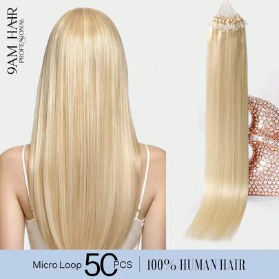 Tóc nối Micro Loop 100% tóc thật, màu #22 vàng hoe, dài 14-22 inch, thẳng, 50 sợi/gói, hạt ẩn, dày dặn, kiểu vòng nối Micro Loop với dây câu, không cần keo, dễ tạo kiểu, phù hợp cho tóc mỏng và sử dụng tại salon. Phù hợp cho mọi phụ nữ sử dụng hàng ngày, mùa đông, Giáng sinh, Halloween, trang phục mùa thu.