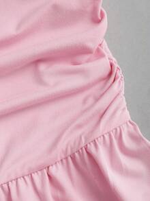 Sweetra Bộ jumpsuit nữ phong cách Y2K gợi cảm, phối ren, ống rộng, đa năng. - Hồng - Xem 5