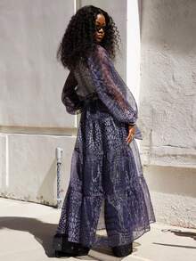 NYA SZN Coat Lightweight Dress Mesh Printed Abstract Button Front Die Collared Unique Statement Streetwear Sexy Elegant Gyaru Outfits For Women Party Vacation - Multicolor - View 2