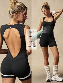 VARSITIE Rygglös Ärmlös Sparkdräkt - Svart och Vitt - Visa 2