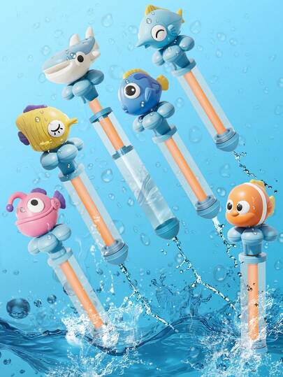 MINKOJA MINKOJA Kids Cartoon Fish Pull-Type Water Gun Toy, Baby Bath Beach Water Fight Artifact, Multiple Cute Marine Animal Styles, Parent-Child Interactive Summer Outdoor Toy, Ideal Gift For Kids Aged 3+