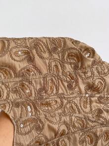 Soleia 女士無肩帶蕾絲束胸上衣，鏤空刺繡修身上衣，卡其色，夏季波西米亞風，優雅獨特，適合度假與夜晚場合 - 卡其色 - 查看 7
