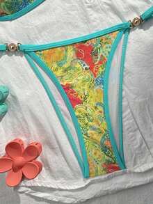 Swim Mod Set de 2 Trajes de baño para mujer para vacaciones en la playa, Día de San Valentín, fiesta en la playa: Bikini estampado multicolor - Multicolor - Ver 11