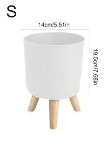 Maceta redonda con sistema de autorriego y drenaje para plantas, con patas de madera, para plantas de interior y bonsái, estilo moderno - Tipo 1 - Ver 10