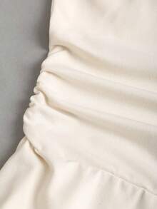 Sweetra 法式优雅修身休闲扭结腰带金属扣设计，直筒修身连体裤，简约通勤风，夏季必备 - 杏色 - 查看 3