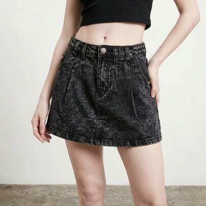 FALDA Para Mujer MINI Tiro Medio Mezclilla Stresh 3 bolsas Petite corta