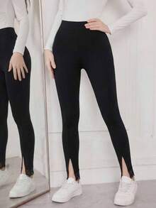 Modelyn Women's Lace Patchwork Casual Versatile Daily Wear Leggings - Black - View 5