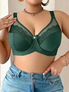 SHEIN Plus Size Underwire Bra - Army Green - View 3