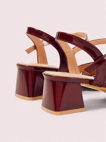 CUCCOO DOLLMOD Ladies Burgundy Casual High Heel Slingback Shoes - Burgundy - View 5