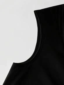 SHEIN LUNE CURVE 大码女式圆领纽扣衬衫，春夏款 - 黑色 - 查看 3