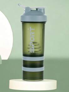 SHEIN 1pc Three-Layer Sports Water Cup Shake Cup Protein Powder Mixing Outdoor Fitness Cup Non-Slip Portable Handle - Multicolor - View 3
