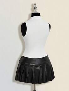 SHEIN ICON 女士修身休闲交叉透视高领背心 - 白色 - 查看 12