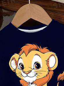 Baby Boy Casual Minimalist Cartoon Pattern Round Neck Short Sleeve Loose T-Shirt, Suitable For Summer - Multicolor - View 4