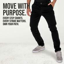 PANTALON DE MEZCLILLA COLOR NEGRO STRETCH PARA HOMBRE - Negro - Ver 2