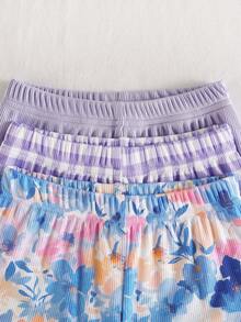 SHEIN Playful Pals Setelan Celana Pendek Anak Perempuan yang Nyaman, Serbaguna, Manis, dan Imut, Pakaian Musim Panas Multi-Potong - MultiWarna - View 6
