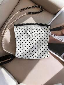 GlowEve Áo quây nữ, Áo quây chấm bi mùa xuân/hè mới, Áo trắng, Áo quây phối ren đen, Áo quây ôm dáng, Áo quây thời trang thường ngày, Thích hợp mặc hàng ngày, hẹn hò, dự tiệc. - Nhiều màu - Xem 2