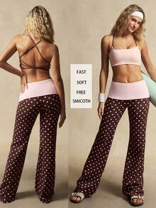 VARSITIE Women's Contrast Color Polka Dot Print Sports Pants - Multicolor - View 12