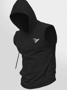 Manfinity Sport Corelite Bộ đồ thể thao nam gồm áo ba lỗ có mũ in họa tiết và quần ống rộng có dây rút. - màu đen - Xem 5