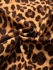 GlowEve CURVE Plus Size Women's Chocolate Brown Leopard Print Blouse, Summer Classy Sexy Night Out Tea Party Club Asymmetric Collar Sleeveless Cinched Waist A-Line - Multicolor - View 5