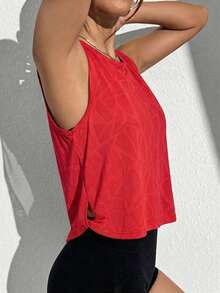 Core Rhythm Áo tank top thể thao thoáng khí, màu trơn, kiểu dáng thường ngày, thích hợp cho mùa hè. - Đỏ - Xem 6