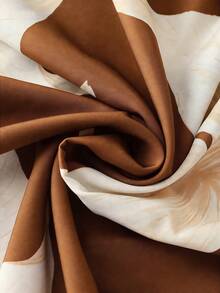 GlowEve CURVE 大码女式优雅无袖印花连衣裙，腰部系带蝴蝶结 - 棕色 - 查看 5