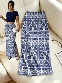 Rafferiza Women's Leopard Print Mesh Bodycon Mini Skirt - Blue - View 3